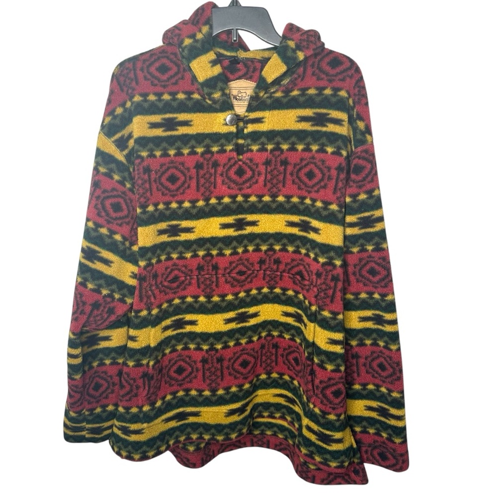 Vintage Woolrich Aztec Fleece Pullover, Hooded, Women’s Size XL
